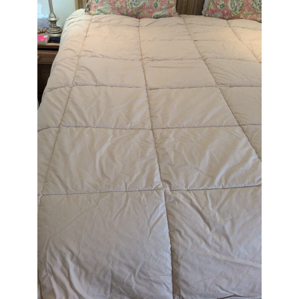Lands End King Down Comforter Medium / Heavy Weight Neutral Flax Color